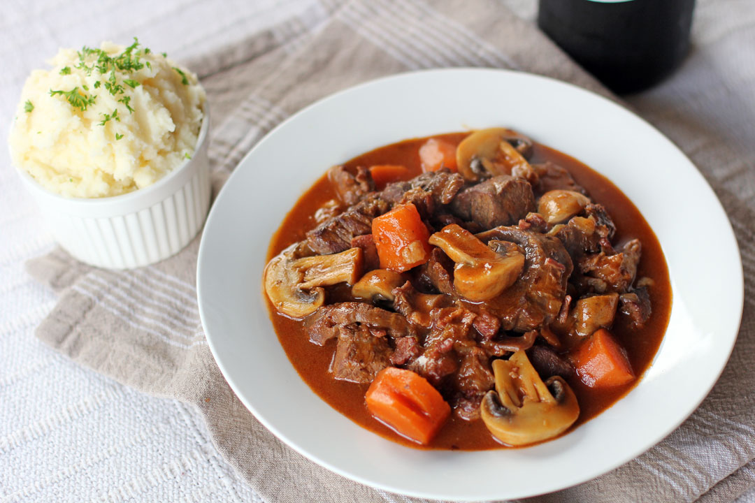 Beef stew and mashed potatoes